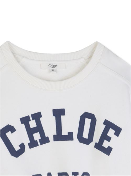Felpa bambina Chloé corta bianca con logo Chloe' Kids | C20844117